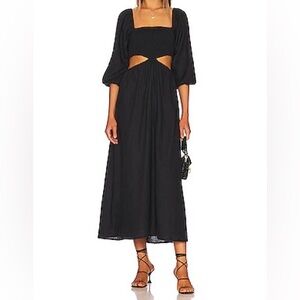FAITHFULL THE BRAND Nadiva Midi Dress in Black size 6